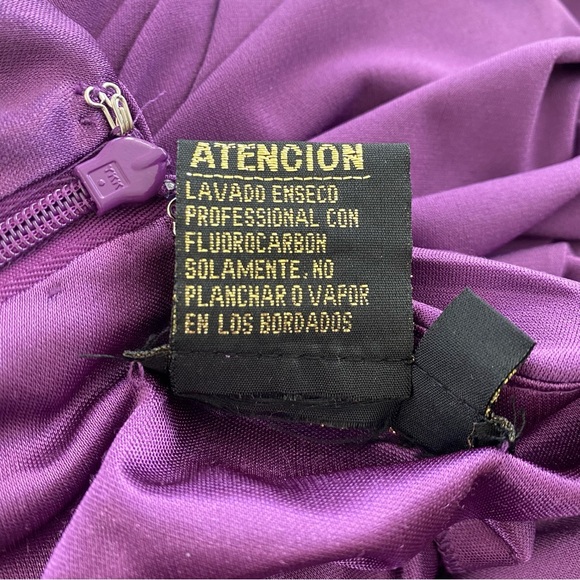 Terani Couture One Shoulder Rhinestone Beaded Formal Maxi Gown Dress Purple 0 - Picture 15 of 16